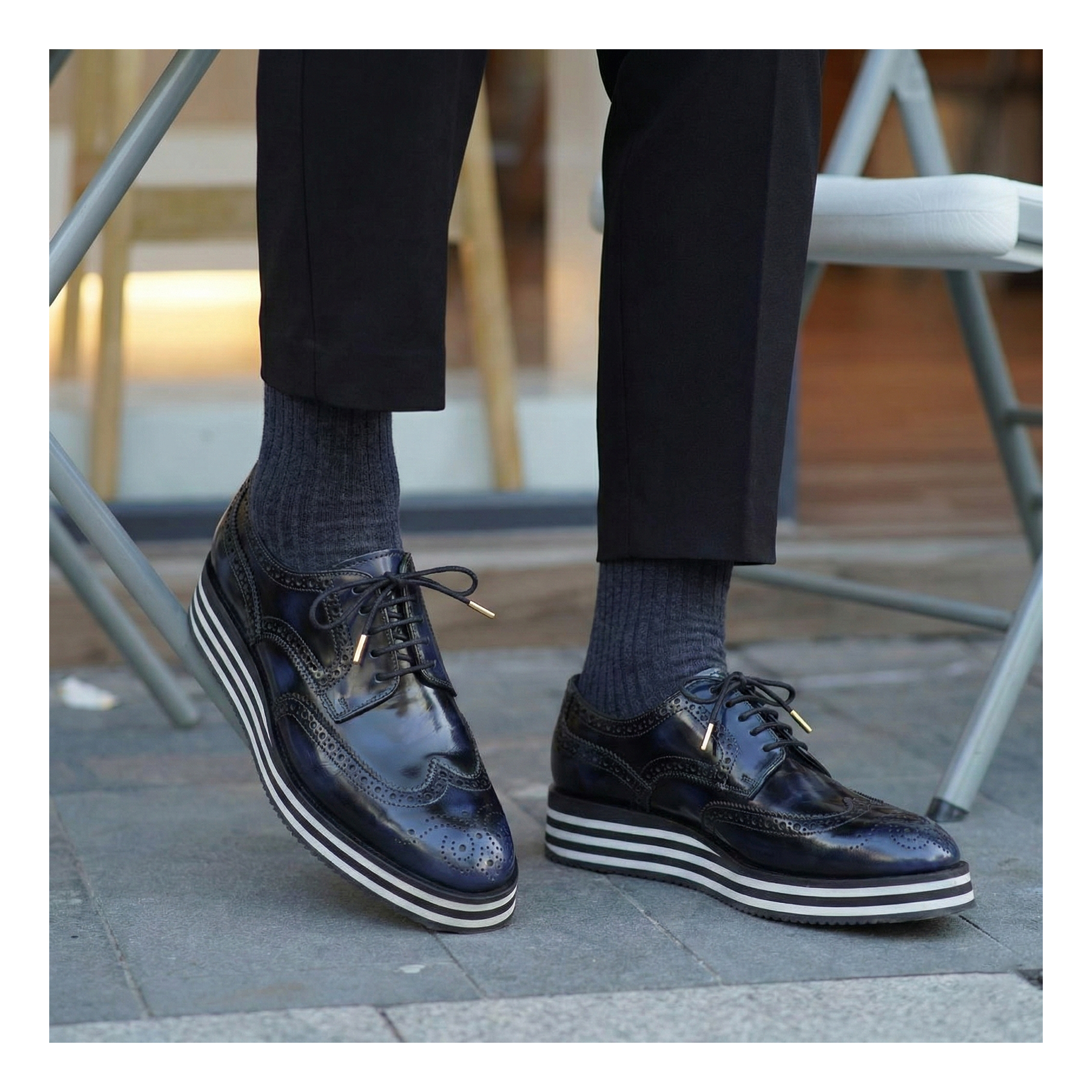 Wingtip Sneakers- Brush Off Navy | Lethato Wingtip Sneakers- Brush Off Navy | Lethato