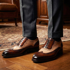 Wingtip Brogue Oxford - Brown & Beige