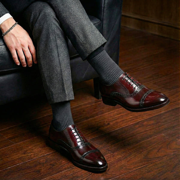 Lethato Classic Cap toe Oxford - Burgundy Lethato Classic Cap toe Oxford - Burgundy
