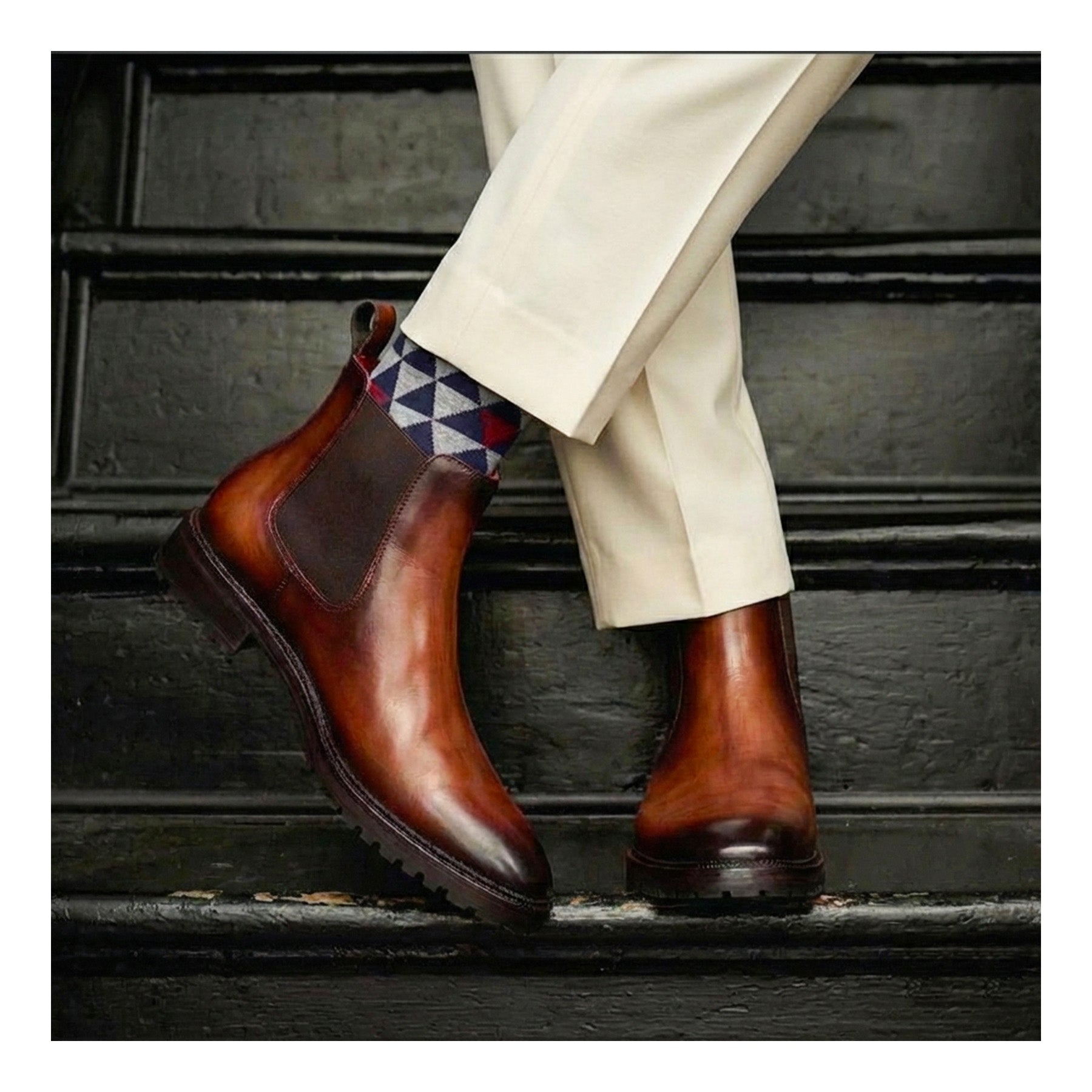 Mens Chelsea Boots- Brown : Lethato STANDARD / US 12.5-13 / UK 12 / Brown