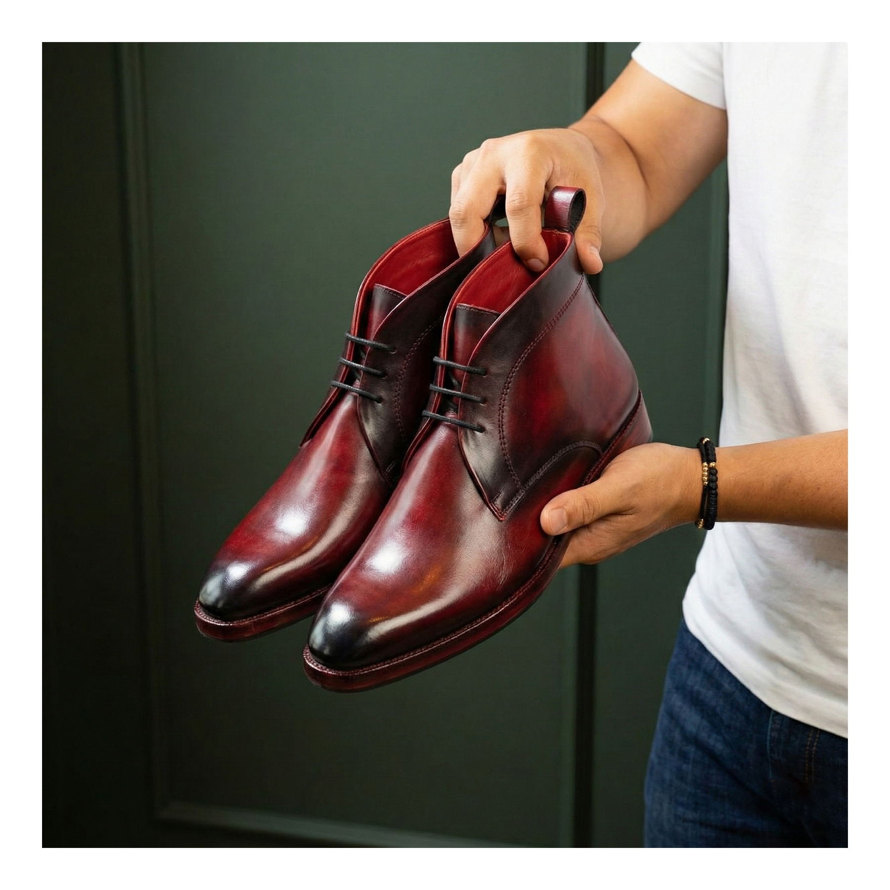 Leather Chukka Boots- Wine Red by Lethato Leather Chukka Boots- Wine Red by Lethato