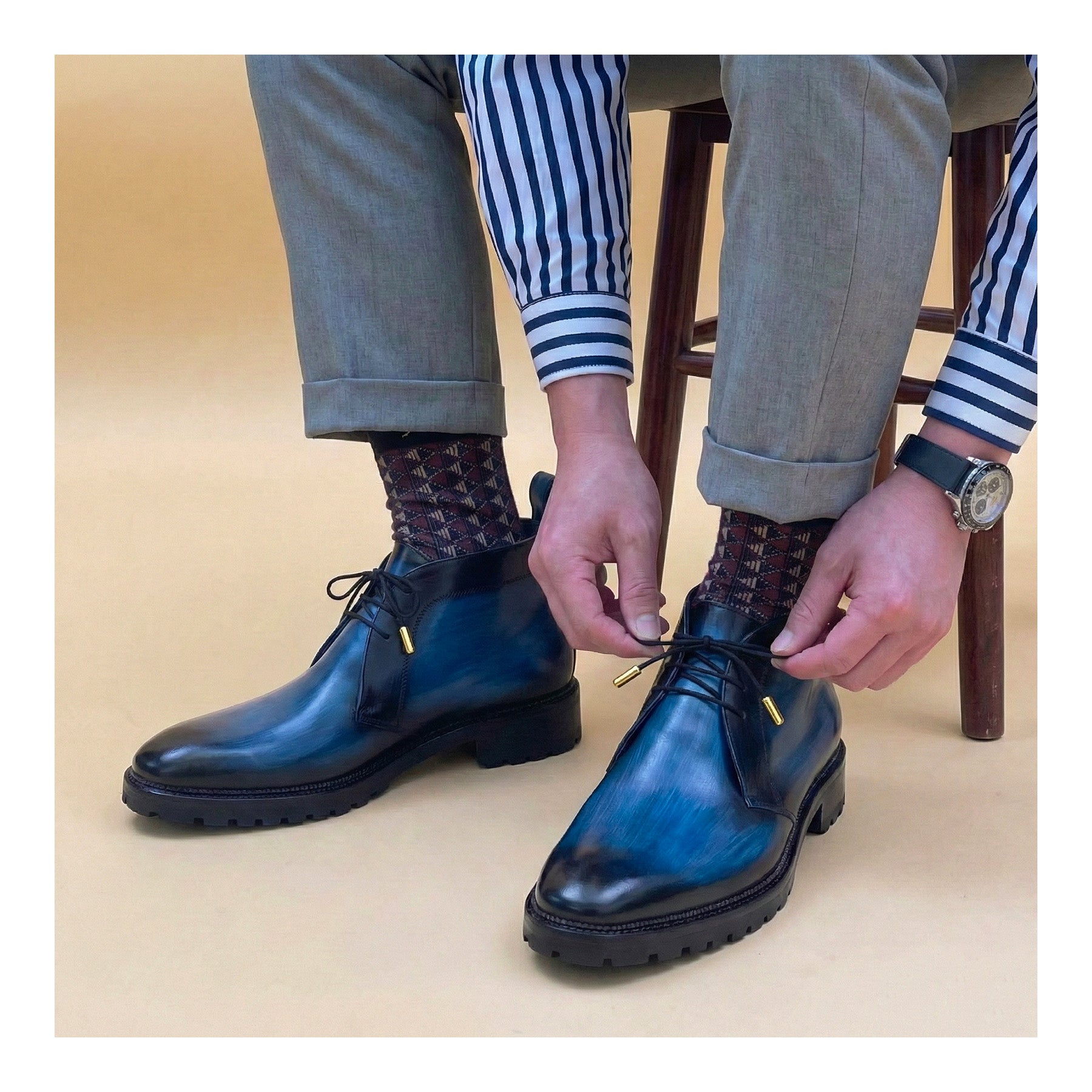Classic Chukka Boots- Navy by Lethato