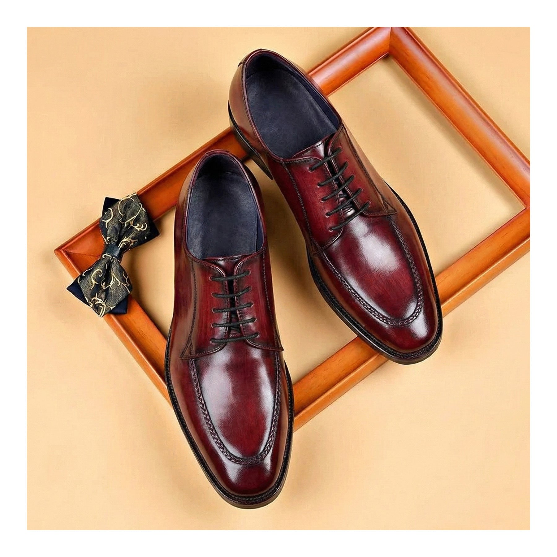 Comfort Derby Shoes - Wine Red