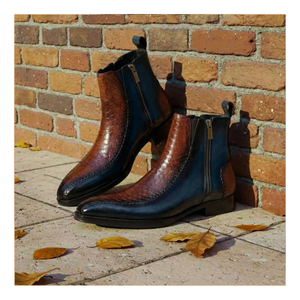 Driver Zipper Boots - Brown & Blue