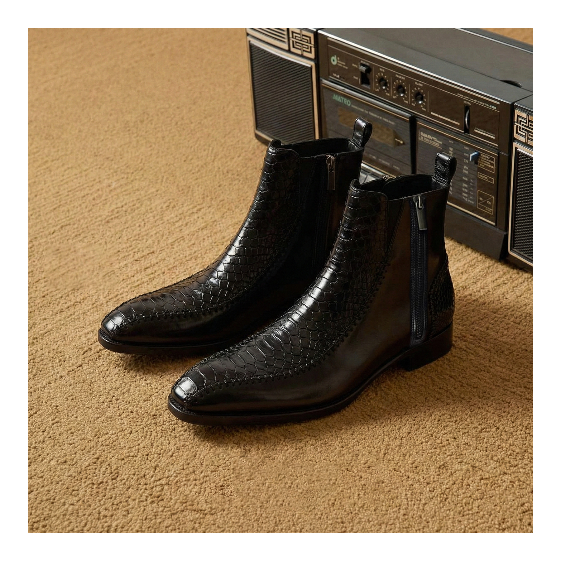 Driver Zipper Boots - Croc Black | Lethato