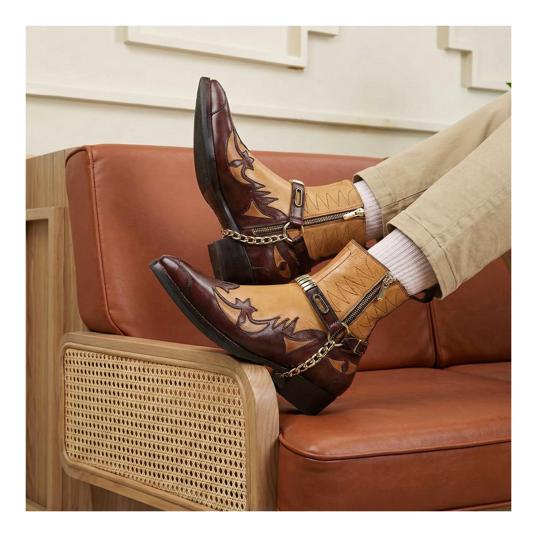 Brown and tan leather boots Buy 3DM X MSP - Field Grain Leather Boots - Dark Brown Grain  main image 2