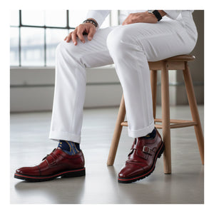 Medallion Toe Single Monk Strap - Wine Red