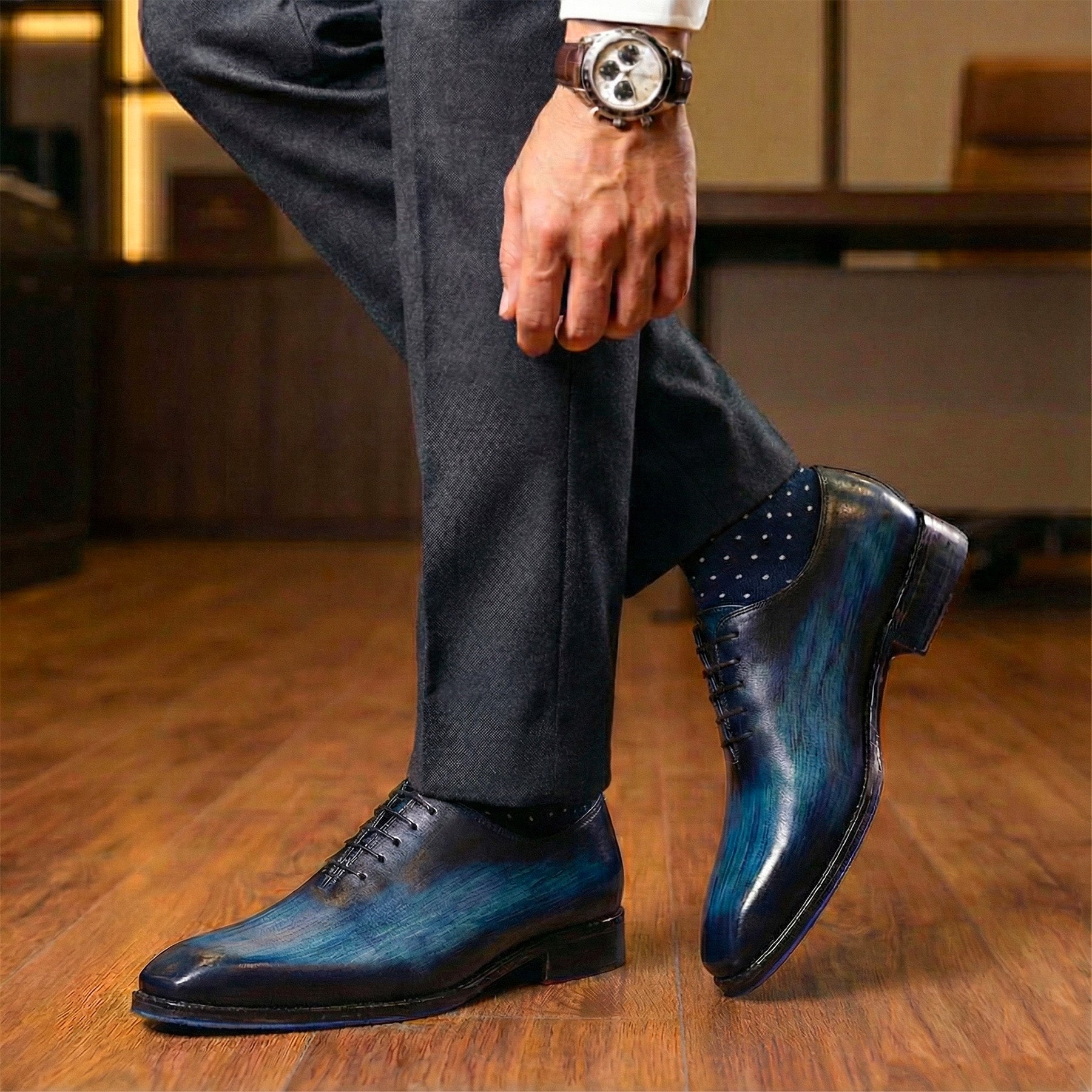 Wholecut Oxford - Navy by Lethato WIDE / US 12.5 - 13 / Navy Wholecut Oxford - Navy by Lethato WIDE / US 12.5 - 13 / Navy