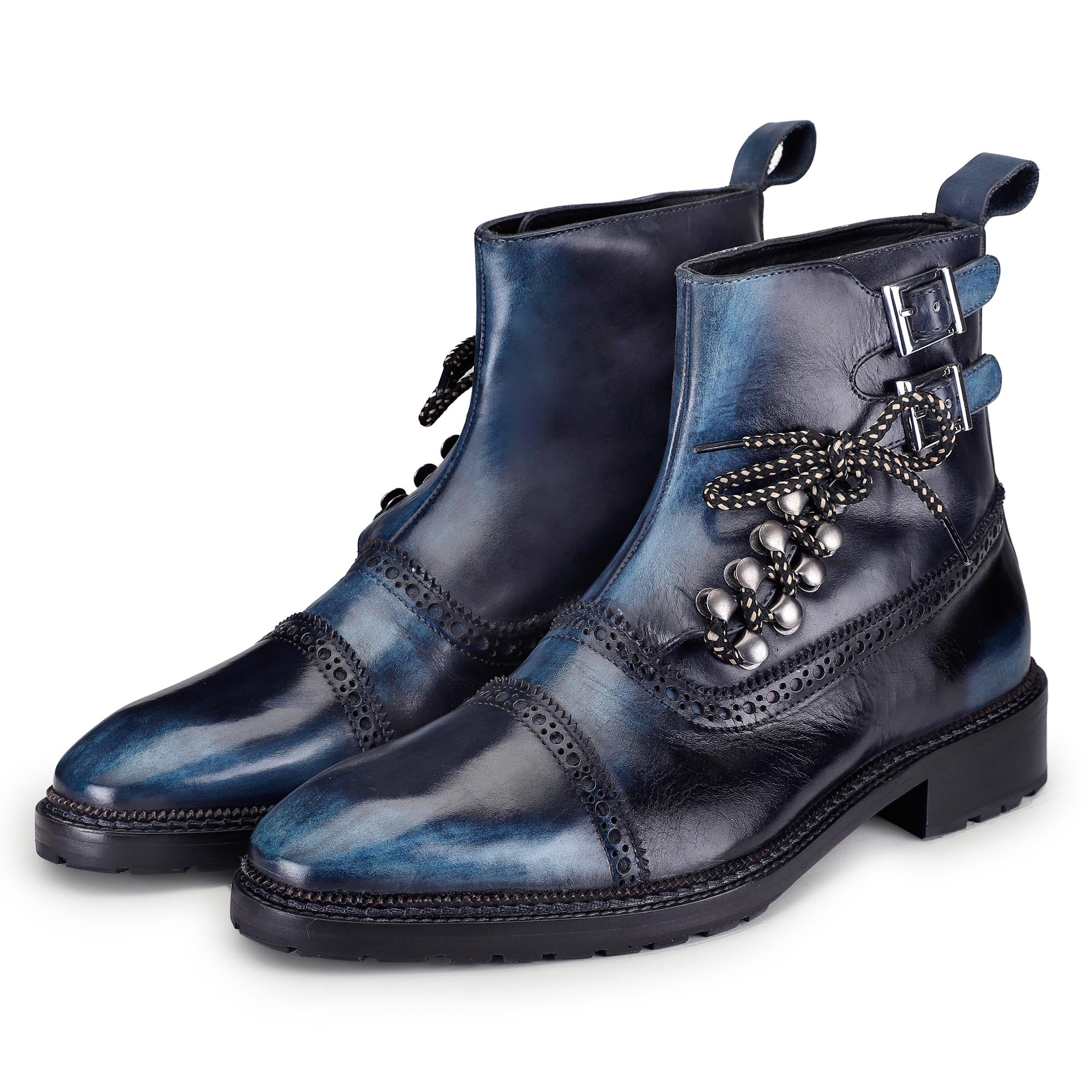 Navy lace up boots Clearance