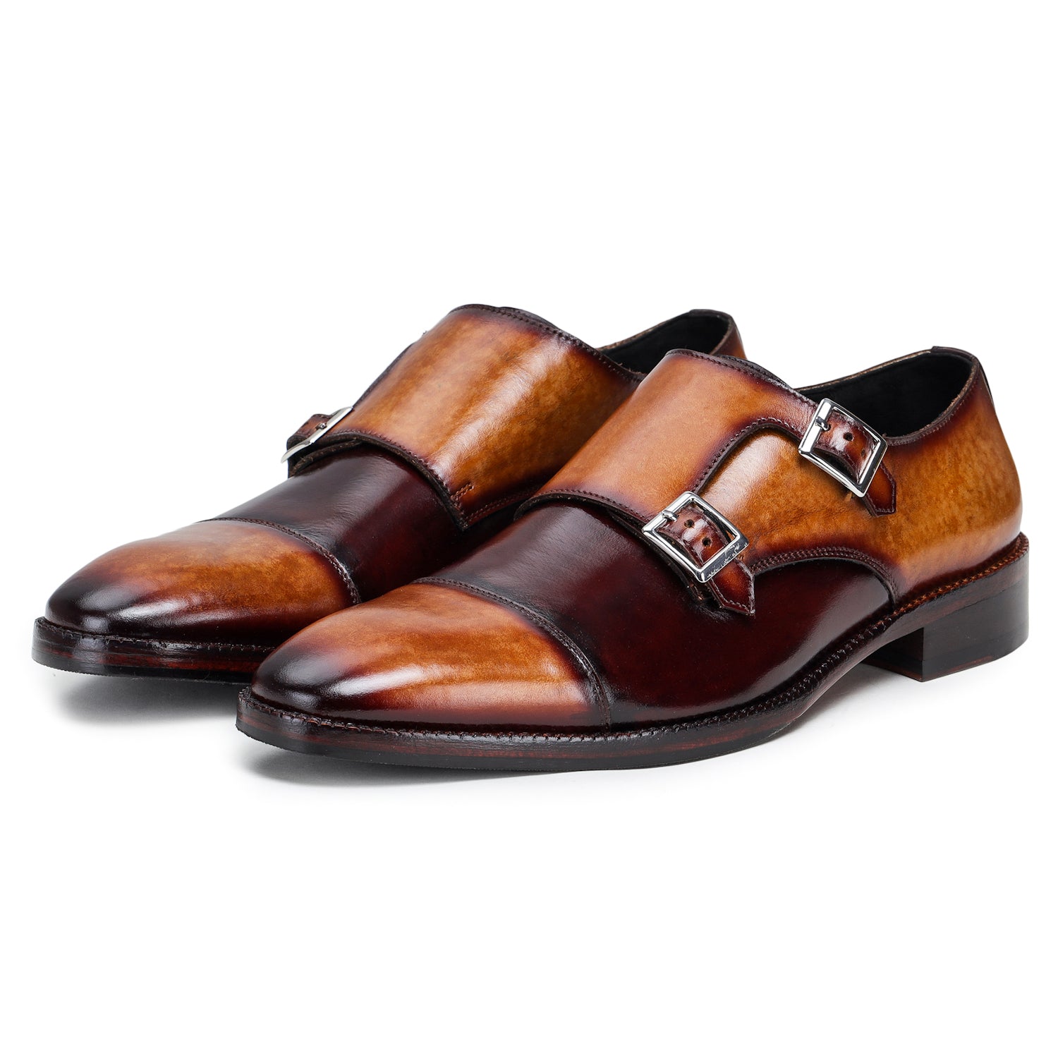 Mens double monk strap dress shoes Outlet