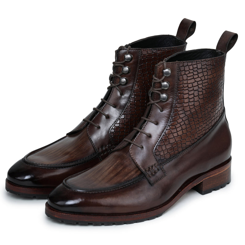 Derby Lace Up Boots - Brown | Lethato