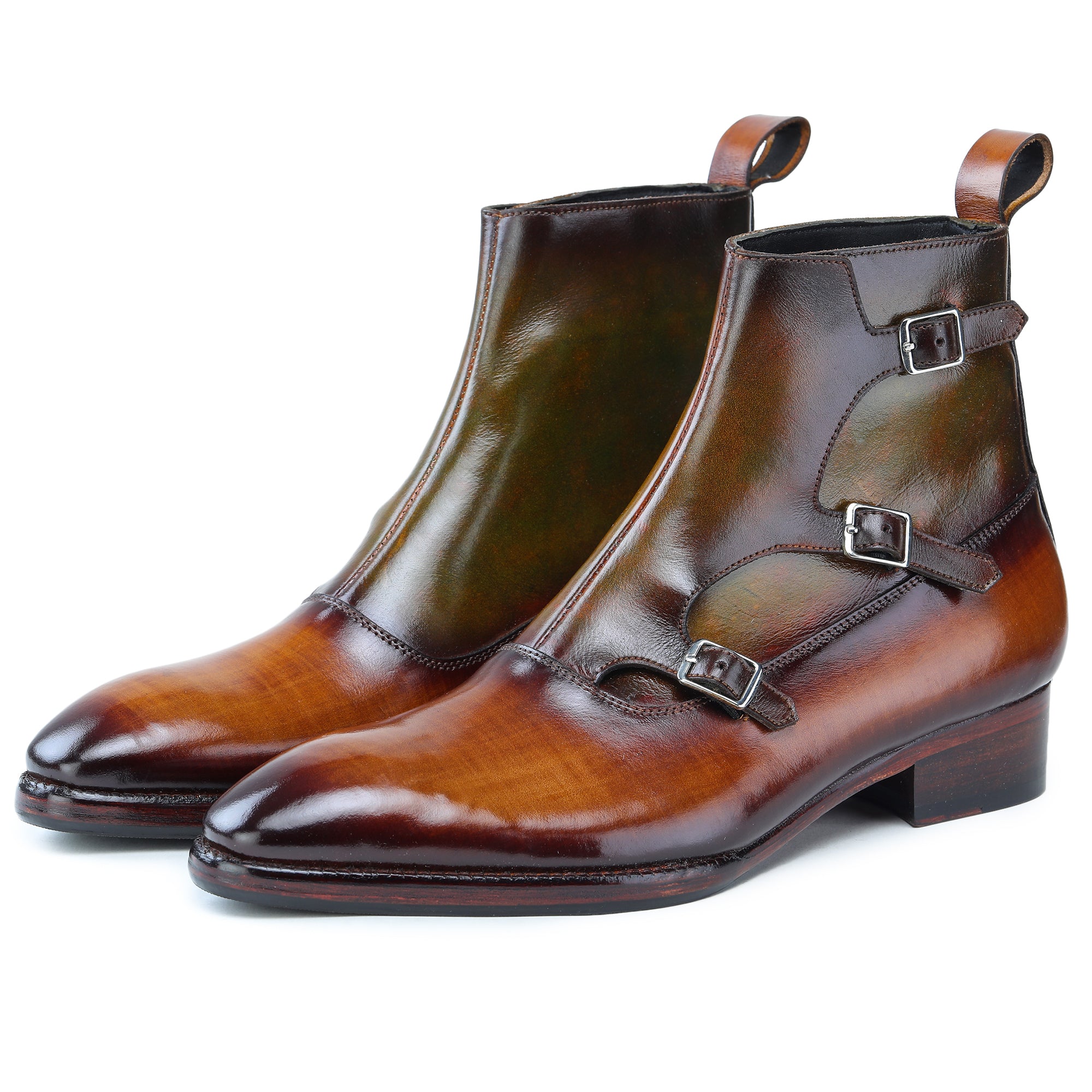 Men Latest Cap Toe and Heel Fancy Fabric Italian Leather Boots, botas de  hombre 