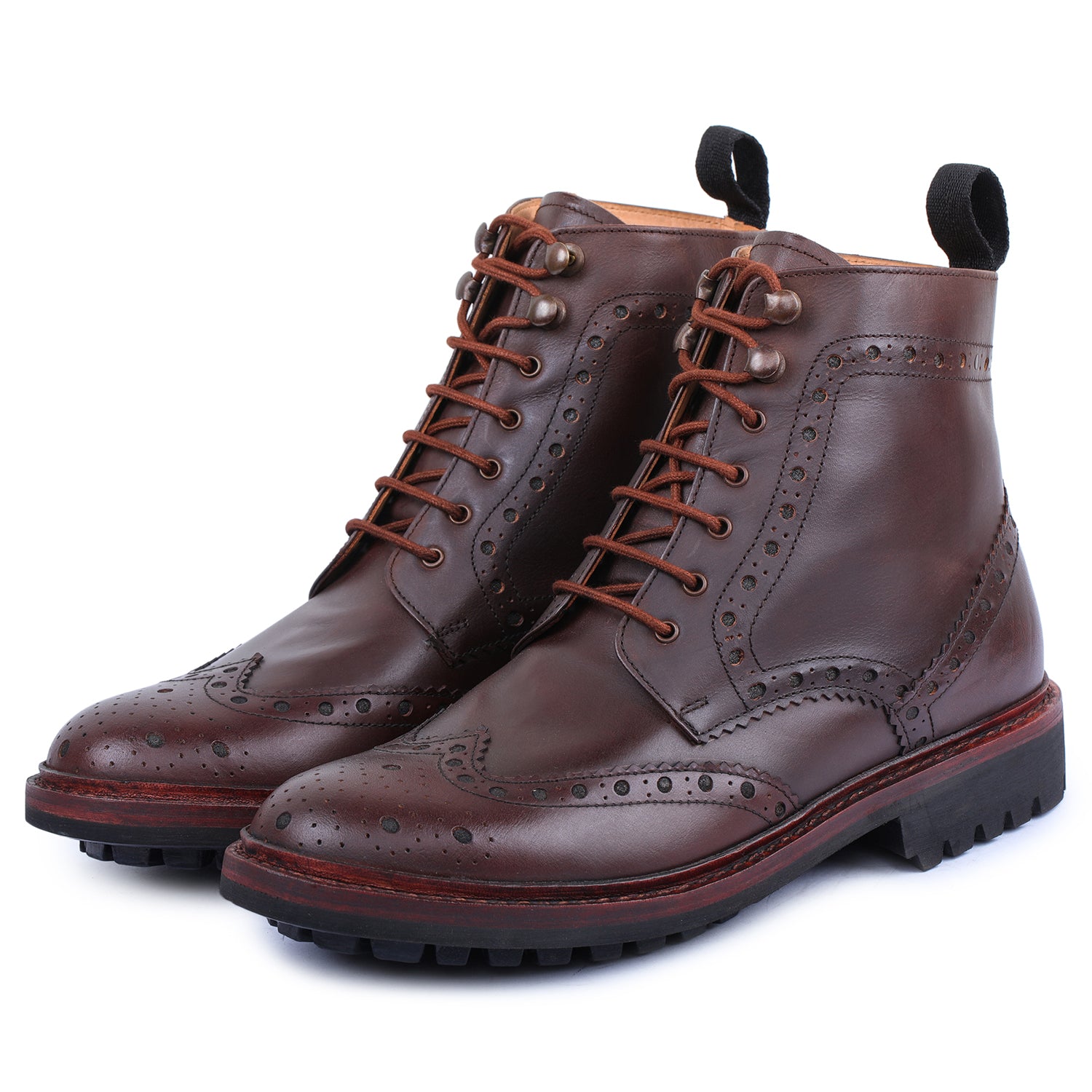 Goodyear Welted Wingtip Brogue lace Up Boot- Brown