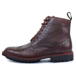 Goodyear Welted Wingtip Brogue lace Up Boots- Brown