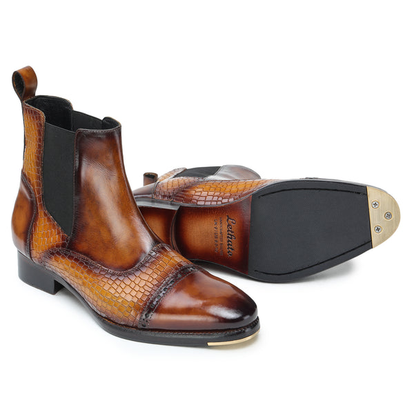 Men's Captoe Chelsea Boots- Croc Tan : Lethato