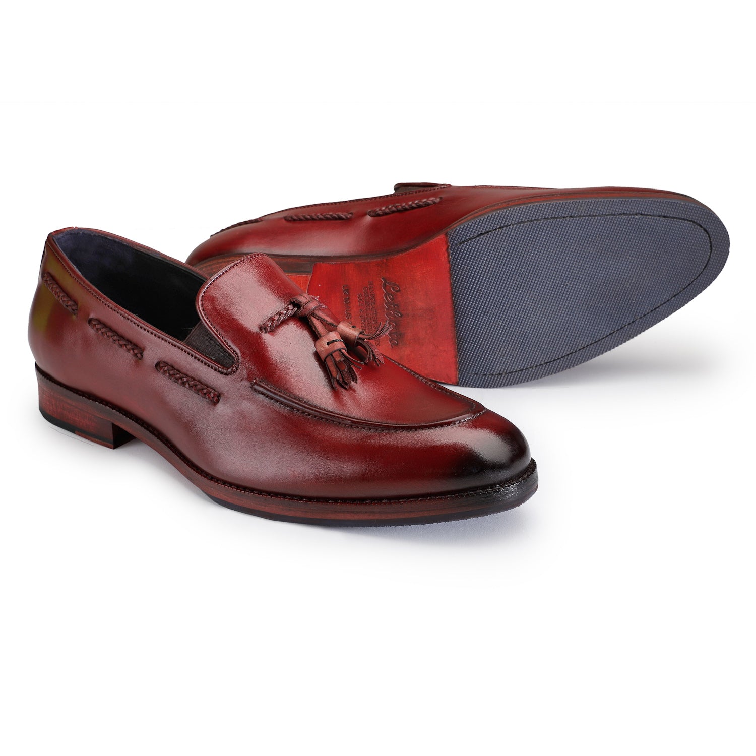red dress shoes mens loafers Men's Tassel Loafers - Wine Red