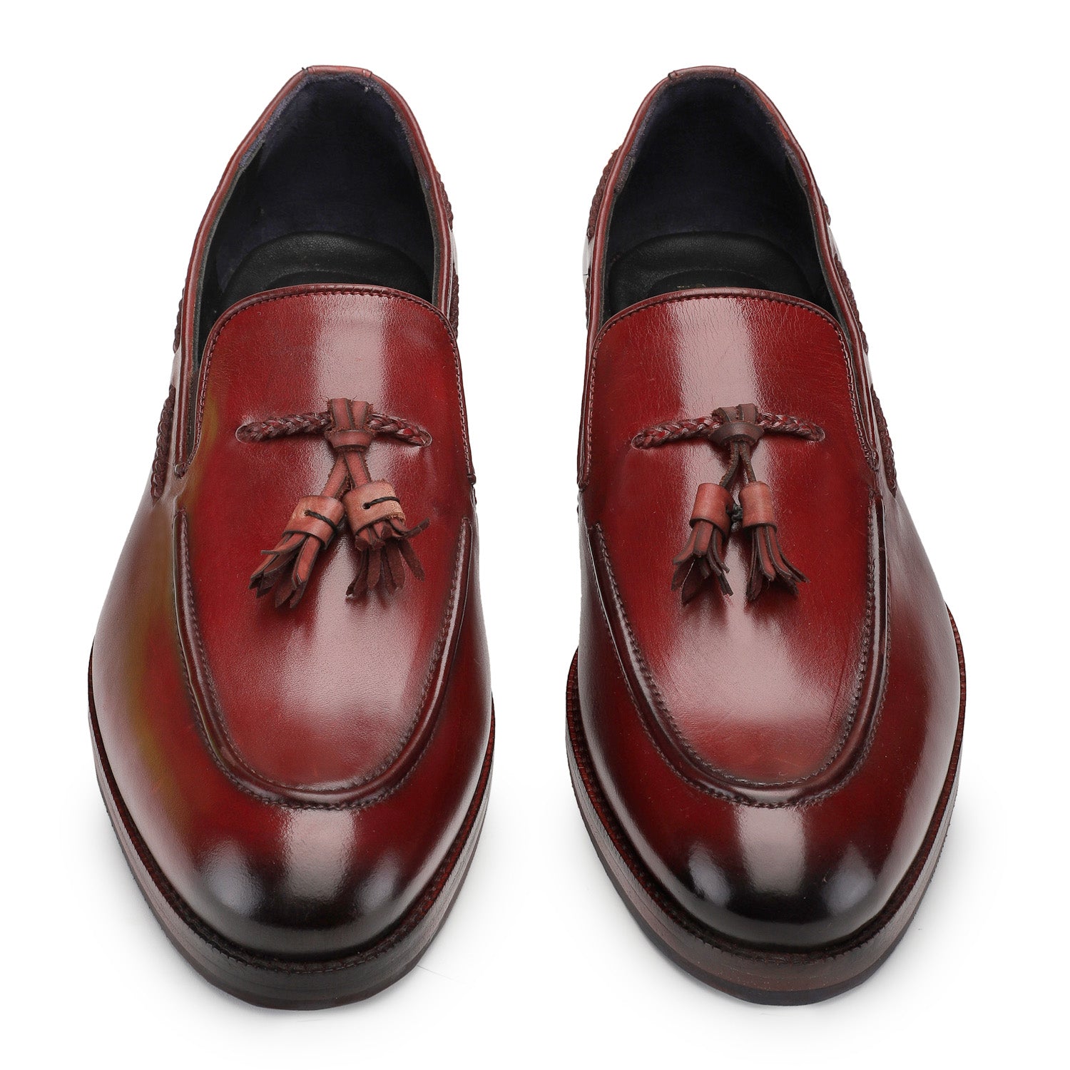 Manolo Tassel Loafer Dirty Red Suede