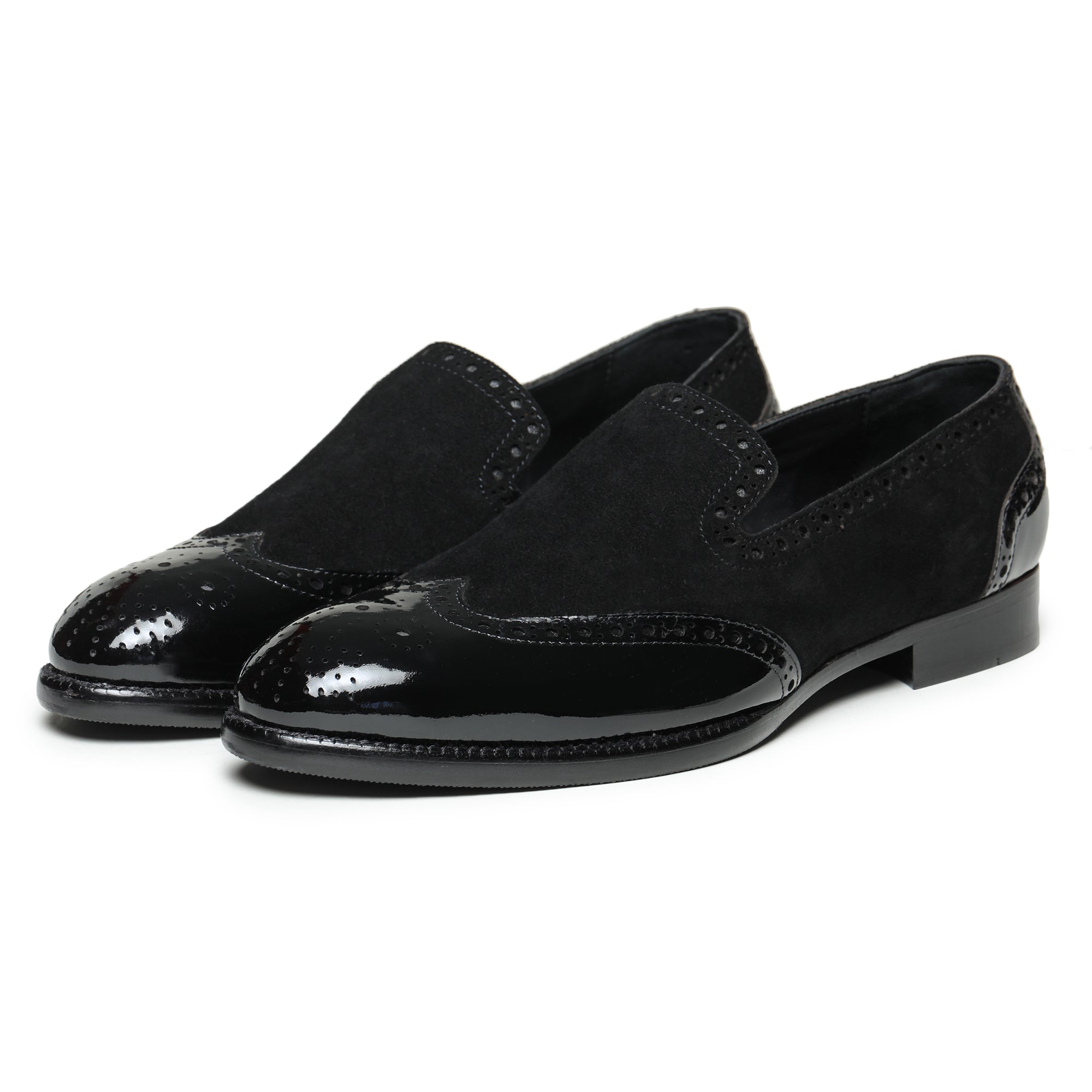 Lethato Wingtip Venetian Loafers - Black