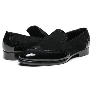 Wingtip Venetian Loafers - Black