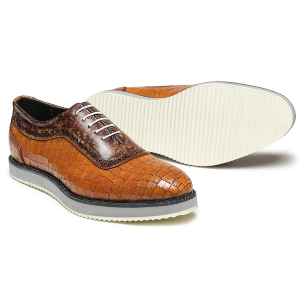 Classic Captoe Oxford- Croc Brown Dress Shoes - Lethato UK 6 / US 6.5 - 7 / Euro 40 / Croc Brown