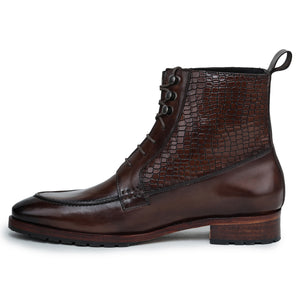 Derby Lace Up Boots - Brown