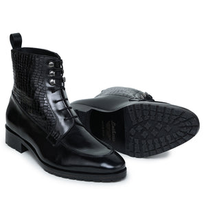 Derby Lace Up Boots - Black