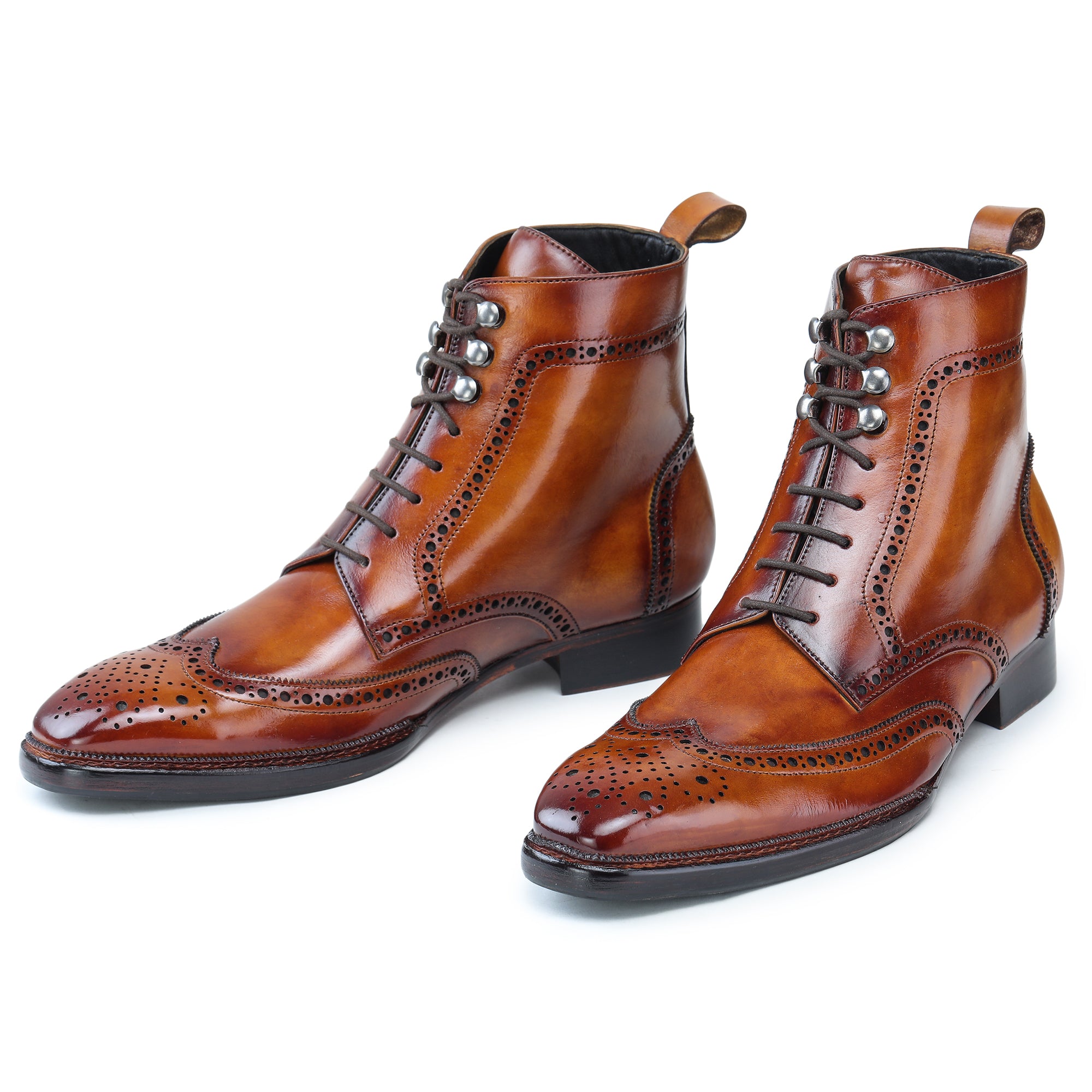 Wingtip Lace Up Boots- Tan by Lethato STANDARD / US 10.5-11 / UK 10 / Tan Wingtip Lace Up Boots- Tan by Lethato STANDARD / US 10.5-11 / UK 10 / Tan
