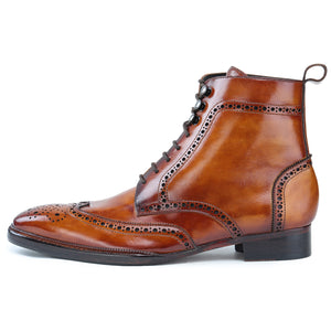 Wingtip Lace Up Boots- Tan