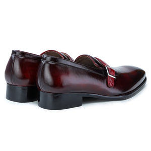 Single Monk Strap Loafers - Wine Red