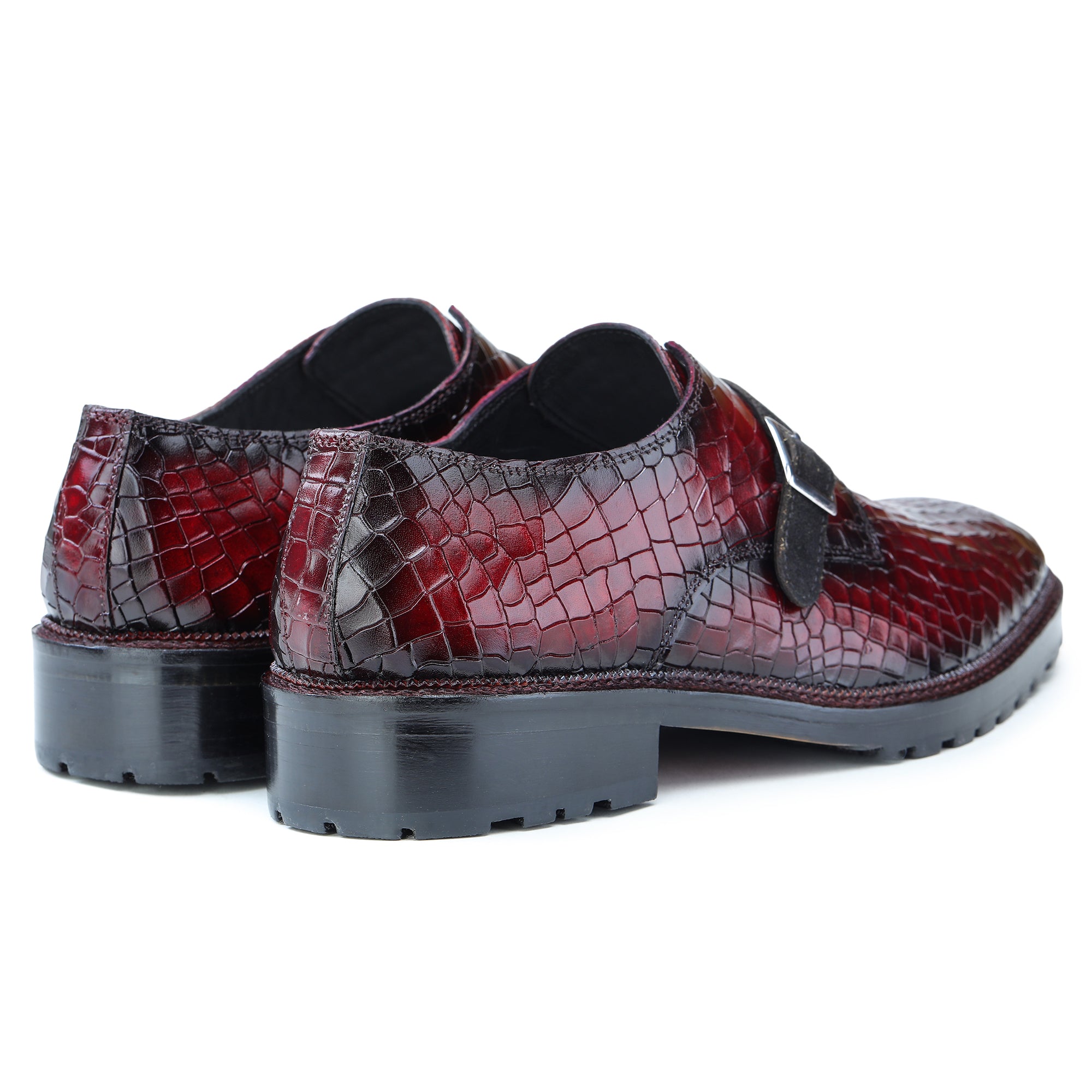 Stoutmoedig Durf Ontrouw Single Monk Strap - Croc Wine Red by Lethato